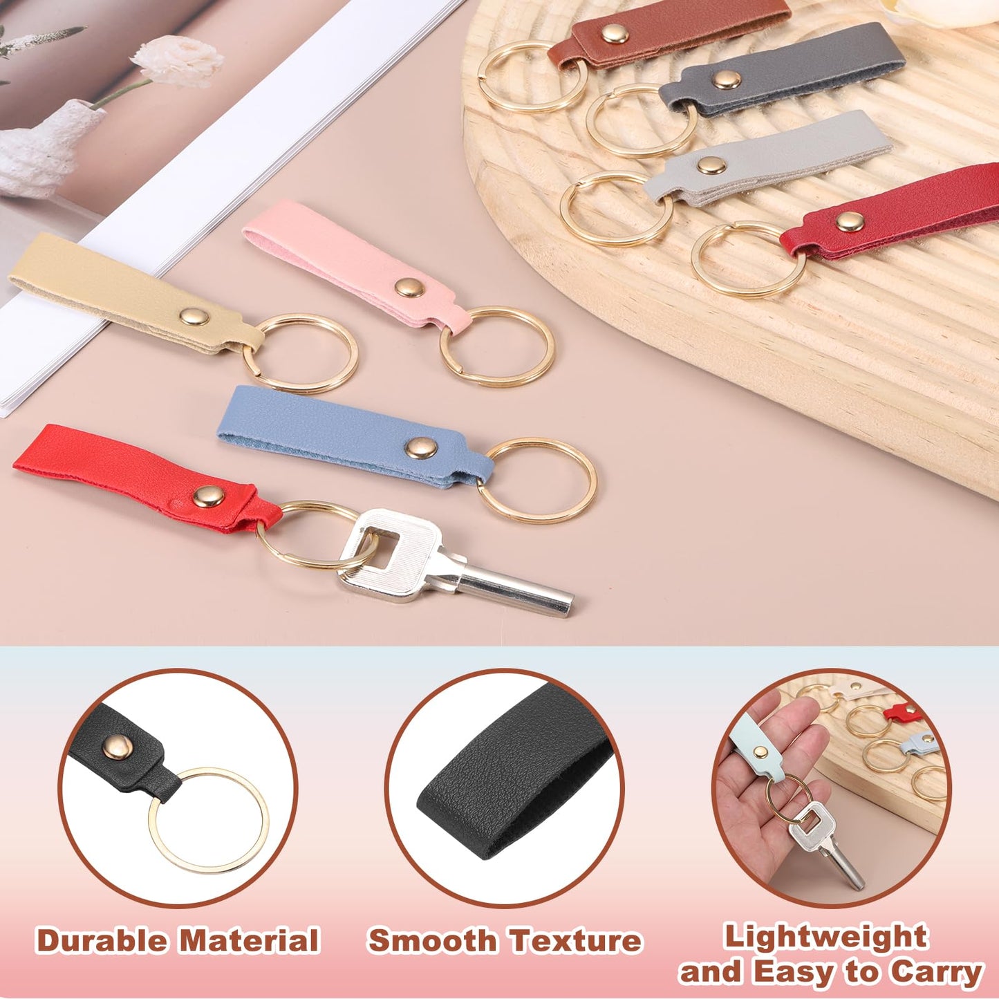 MECCANIXITY 40 Pcs PU Leather Keychain Blanks Bulk Laser Engraving Keychain Leather Key Fob Kit with Key Rings for DIY Supplies Gifts (Black, 3.7" x 0.7")