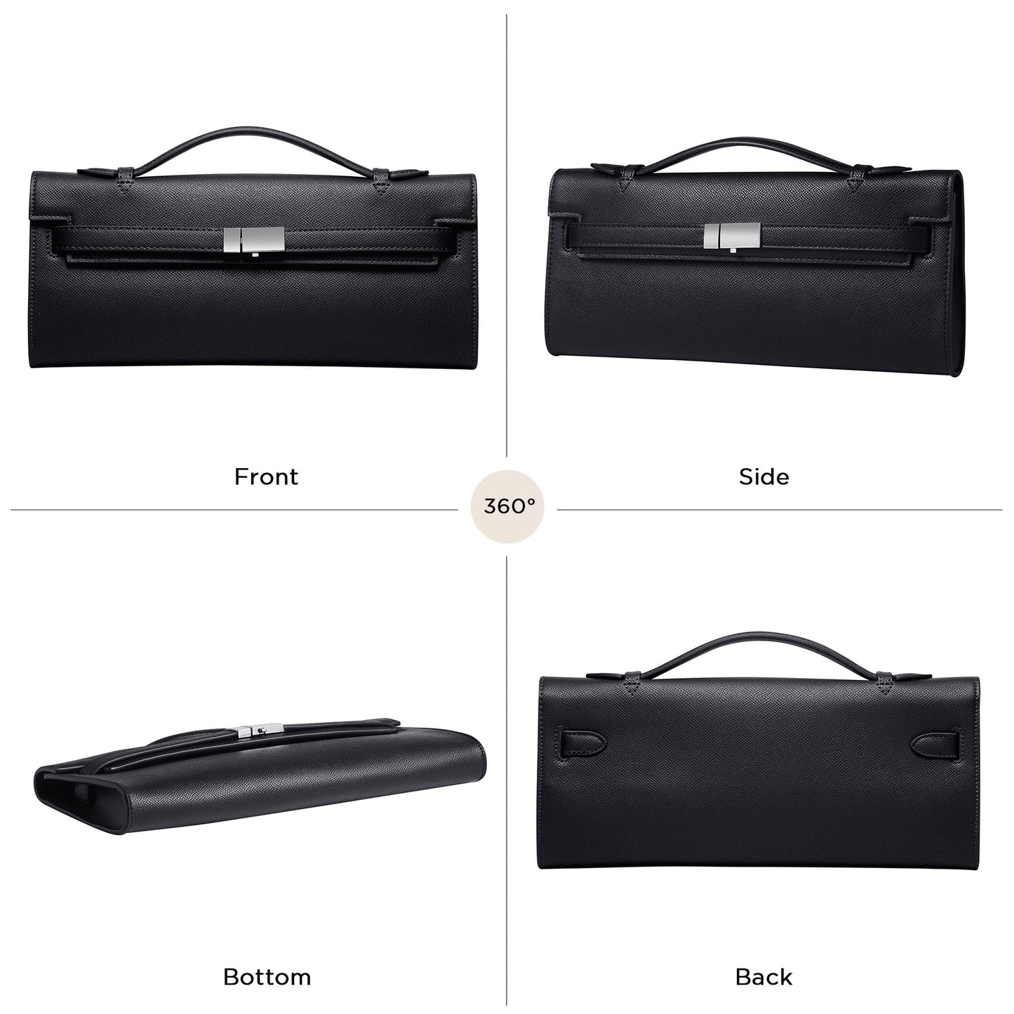 CHUNLI PU Leather Clutch Purses for Women, Trendy Ladies Top Handle Bag for Evening Work Business Daily Use
