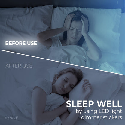 FLANCCI LED Light Blocking Stickers - Blackout LED Covers, Dim 50%80% of Lights, 2 Sheets (1 Cut Out + 1 Uncut)