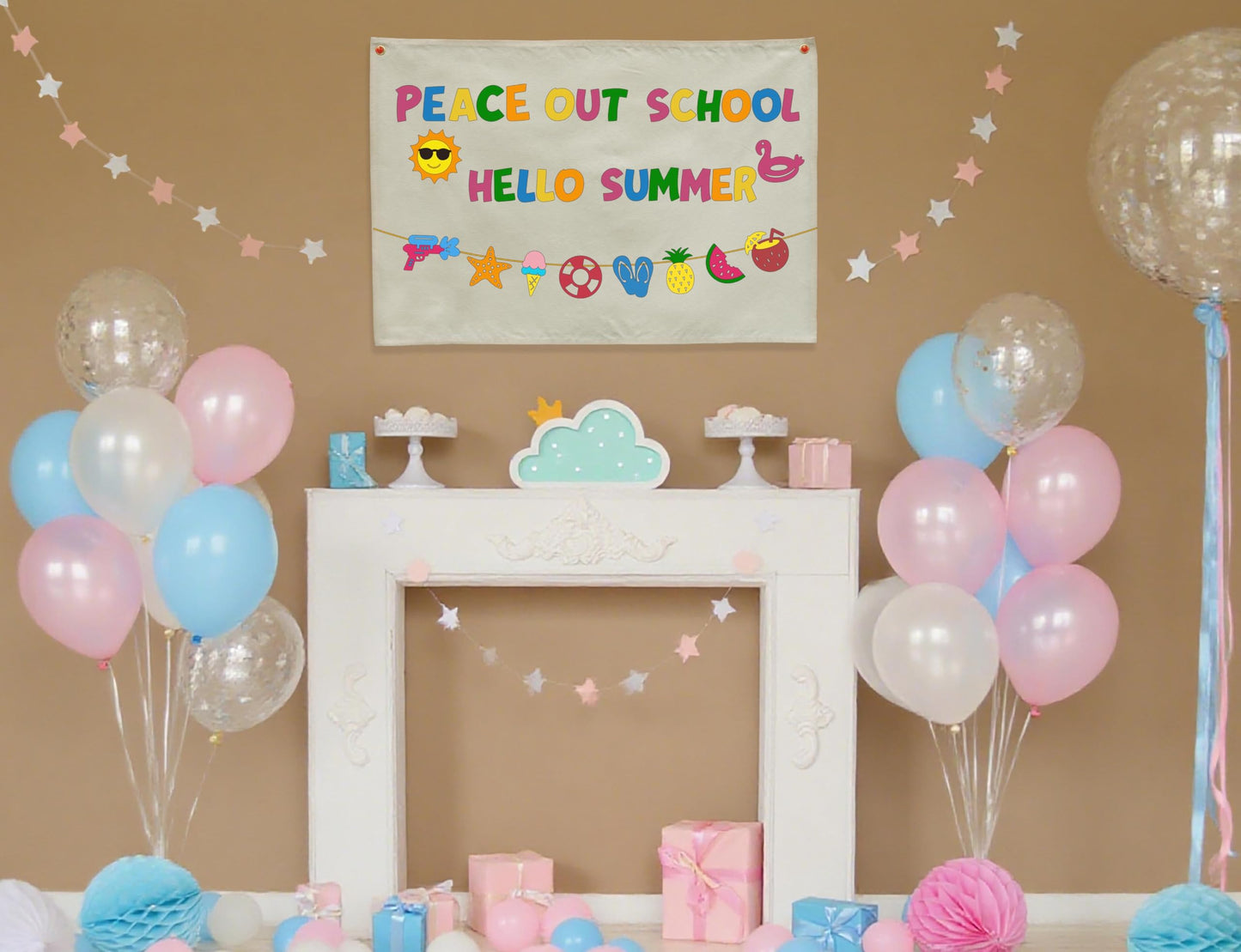 Welcome Party Banner Decor Accessories-Rectangular Canvas Banner Poster Wall Sign-Entryway Outdoor Garden Front Door Flag-Birthday Anniversary Wedding Christmas Gift-Peace Our School Hello