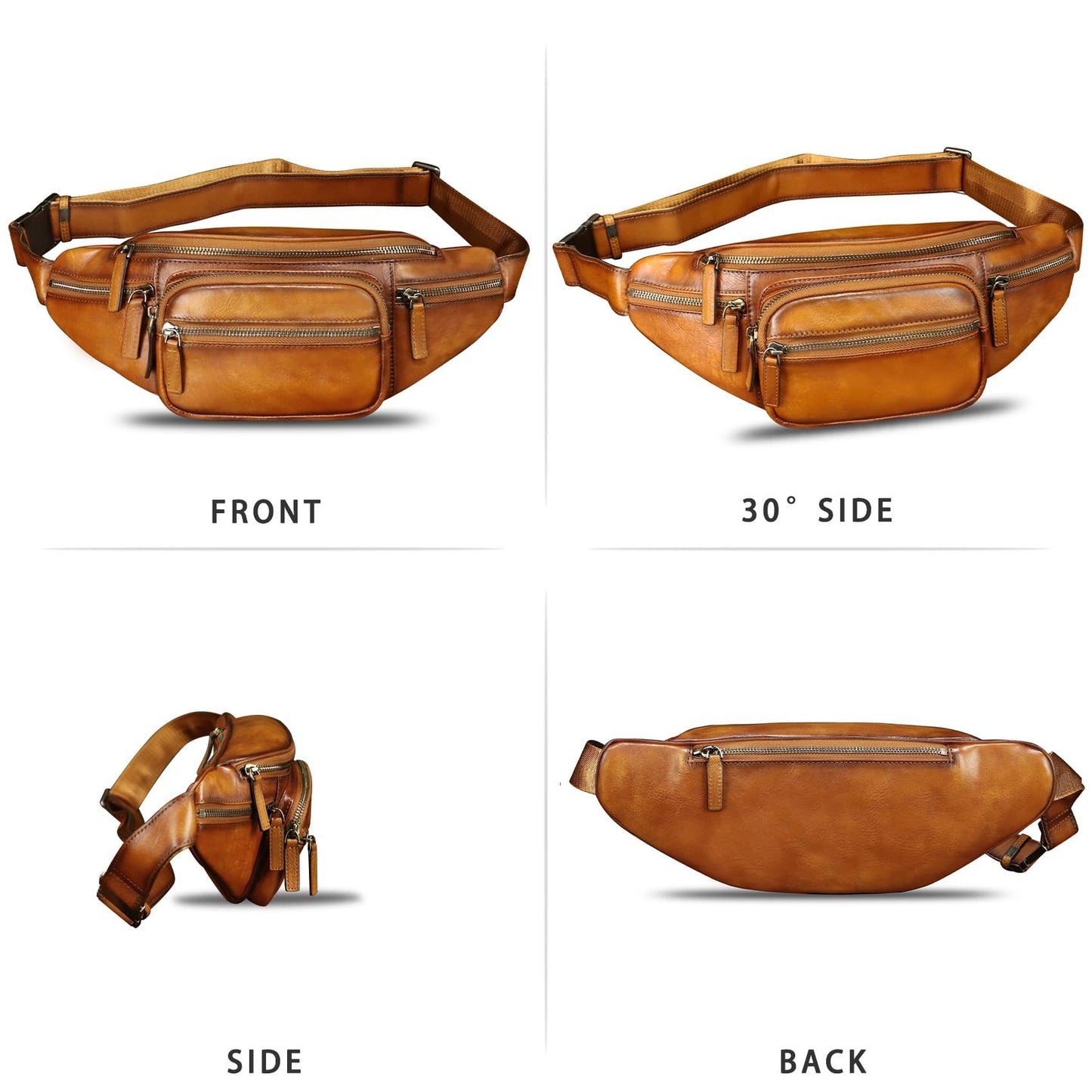 Genuine Leather Fanny Packs for Women and Men Waist Bag Vintage Hip Bum Bag Over Shoulder Crossbody Sling Bag (Brown)