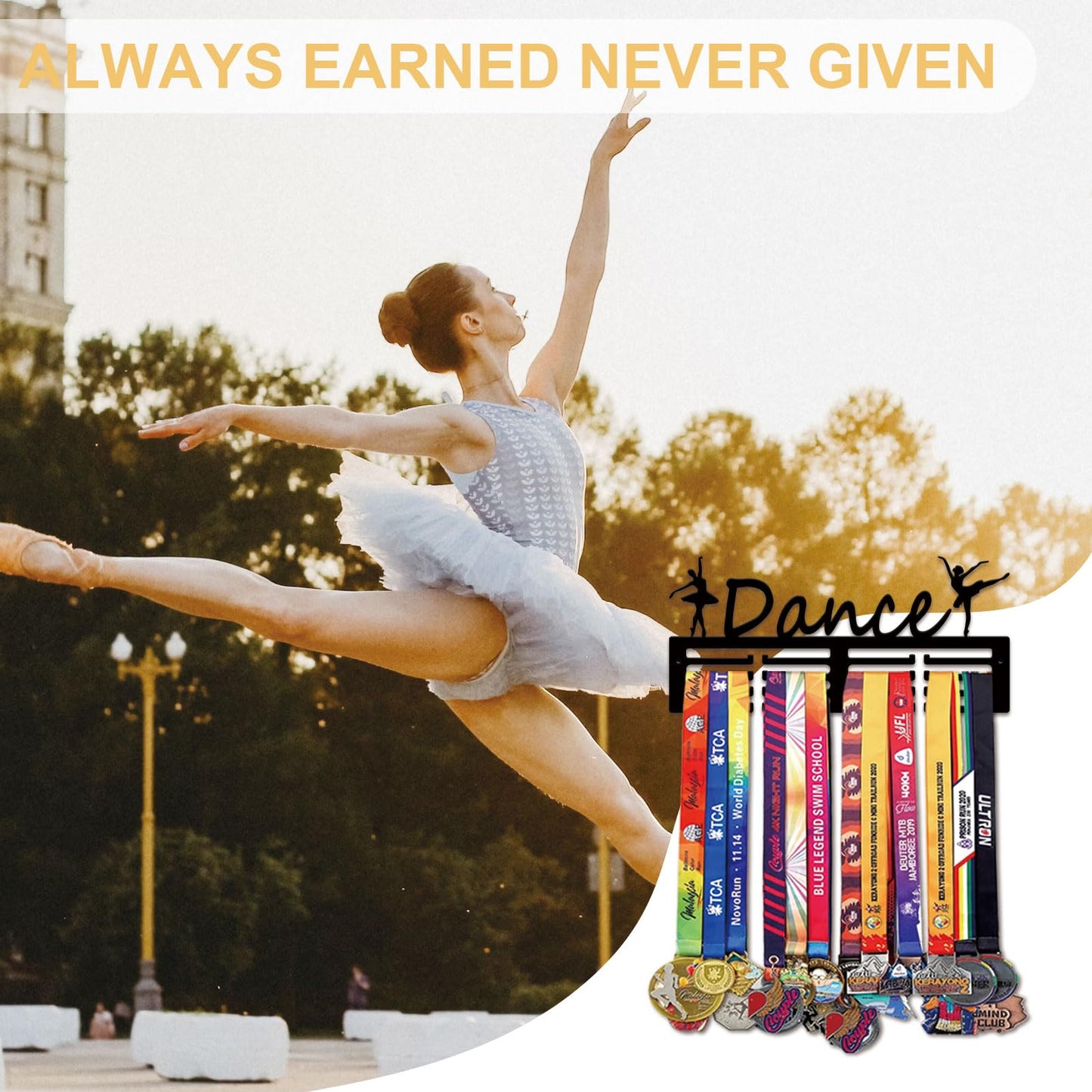 Resama Medal Holder Dance Dancer Medal Holder Display Hanger Rack Frame Shelf-Medal Hanger Awards Ribbon Dance Soccer,Gymnastics,Holder Display Rack for 60 Medals