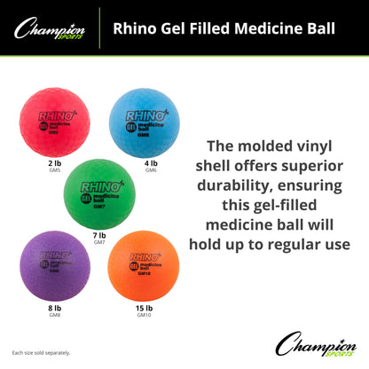 Champion Sports Gel Filled Medicine Ball (Red 2lbs)