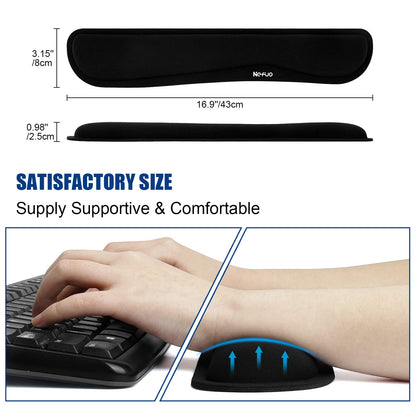 Nefuo Keyboard Wrist Rest, Gel Memory Foam Keyboard Pad with Wrist Support for Easy Typing & Pain Relief, Comfortable Keyboard Rest Suit for Computer, Laptop, Office & Home (Black)