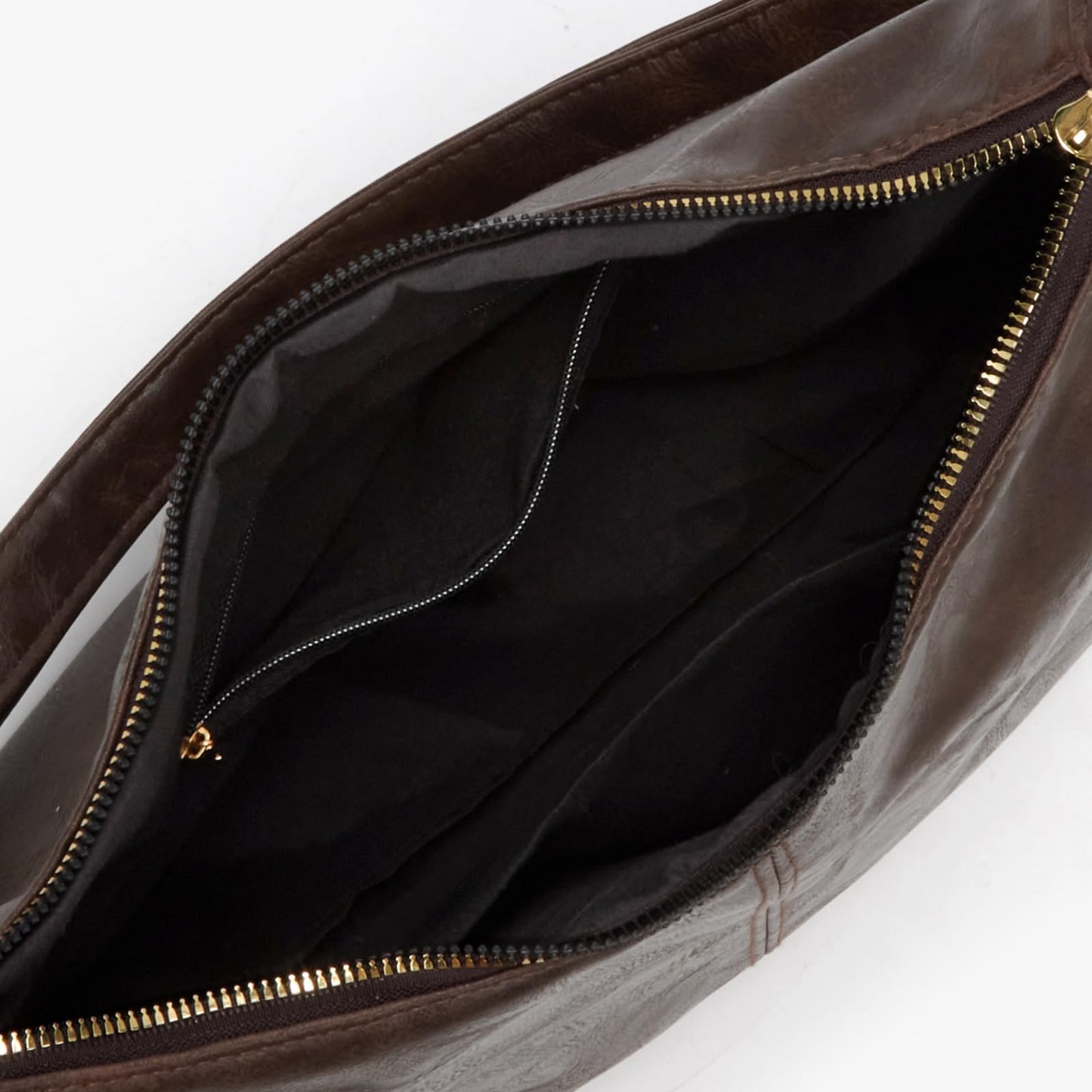 Brown Shoulder Bag for Women,Brown Leather Purse Slouchy Hobo Bags Everyday Purse Daily Commuting Bag with Zipper
