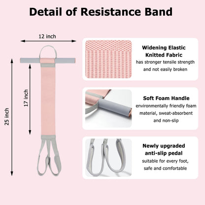 Elicho 120lb Pedal Resistance Bands with Handles, Heavy Duty Elastic Pull Rope for Yoga, Sit Up, Strength Training & Home Workout(Pink)