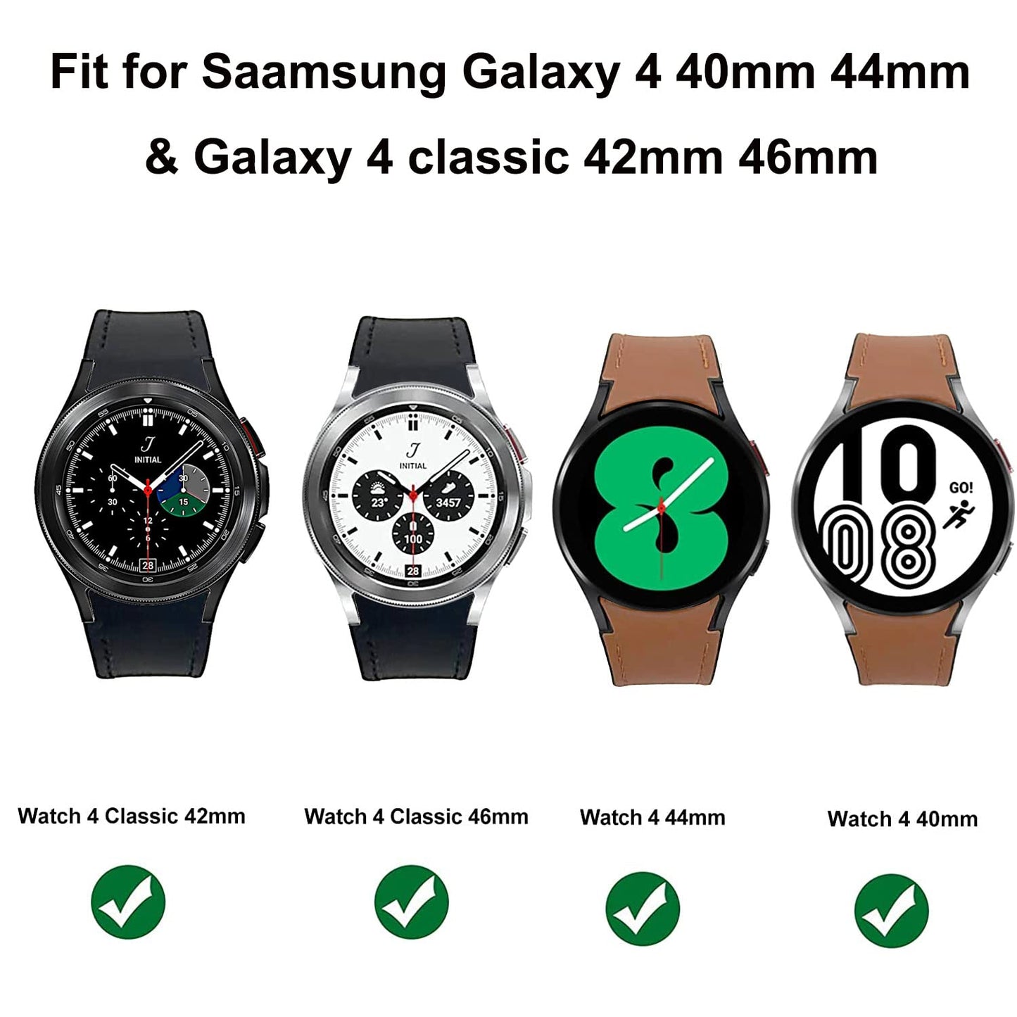 ViCRiOR No Gaps Band Compatible with Samsung Galaxy Watch 6/5/ 4 40mm 44mm, Genuine Leather with Silicone Replacement Bracelet Bands Strap for Galaxy Watch 5 Pro/Watch 6 43mm 47mm/4 Classic 42mm 46mm