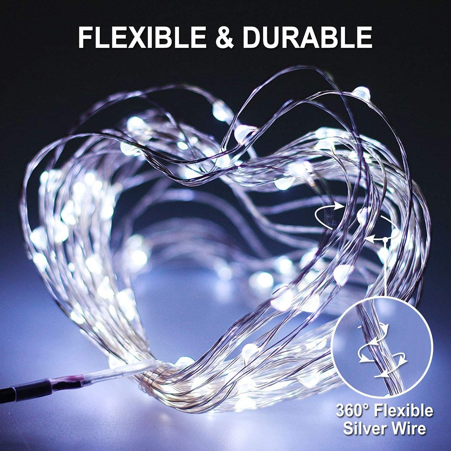 JMEXSUSS 4 Pack 100 LED Solar String Lights for Outside, 33ft White Solar Fairy Lights Outdoor Waterproof, 8 Modes Solar Christmas Lights for Garden Yard Tree Wedding Decorations