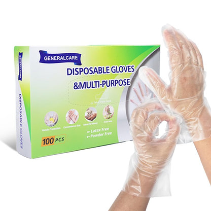 GENERALCARE Disposable Plastic Gloves Food Handling Service Gloves Disposable For Cooking (100PCS, universal)