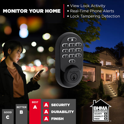 Kwikset Halo Wi-Fi Smart Lock, Keyless Entry Door Deadbolt, Geofence Auto-Unlock, Grade AAA Certified, No Hub Easy Install, Satin Nickel Lifetime Finish Warranty, Backlit Keypad