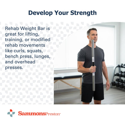 Sammons Preston Rehab Weight Bar, Black, 10 Pounds, Weighted Bar for Exercise, Color-Coded Bars with Grip, Physical Therapy Equipment for Home & Clinical Use, 30" Compact Design