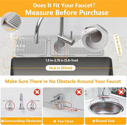 14.6 inch Faucet Mat for Kitchen Sink Splash GuardKitchen Sink Faucet Mat