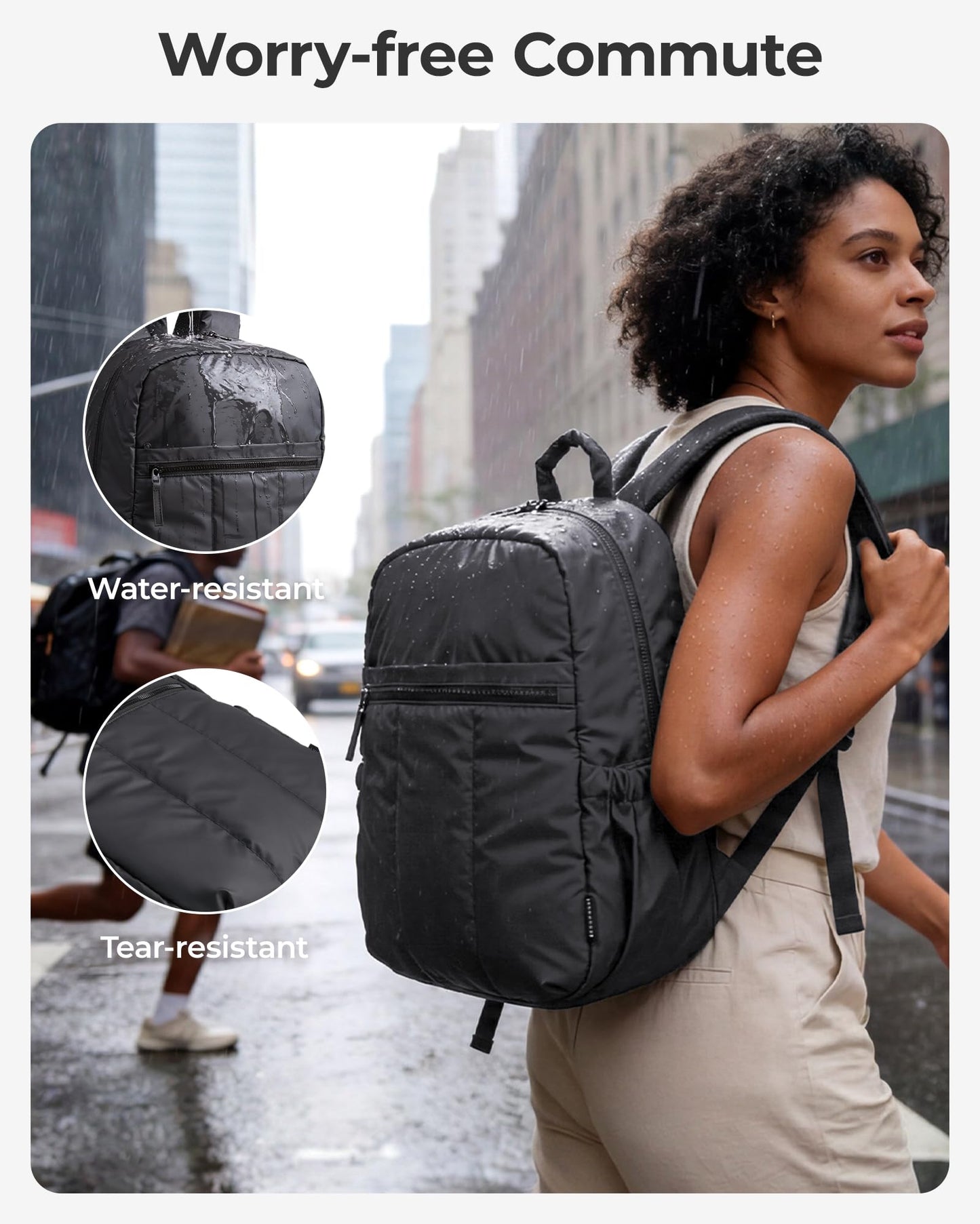 BAGSMART Backpack for Women, Travel Backpack with Large Side Pocket, 15.6 Inch Work College Backpack Purse, Waterproof Business Teacher Laptop Bag, Black