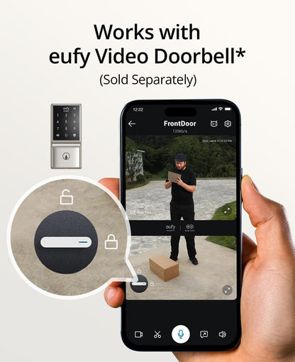 eufy Security Smart Lock C210, Keyless Entry Door Lock, Built-in WiFi Deadbolt, Smart Door Lock, No Bridge Required, Easy Installation, Touchscreen Keypad, App Remote Control, 4 AA Batteries Included