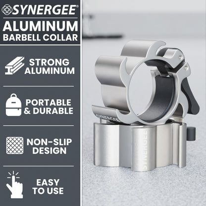 Synergee Silver Aluminium Barbell Collars Locking 2" Weight Clamps