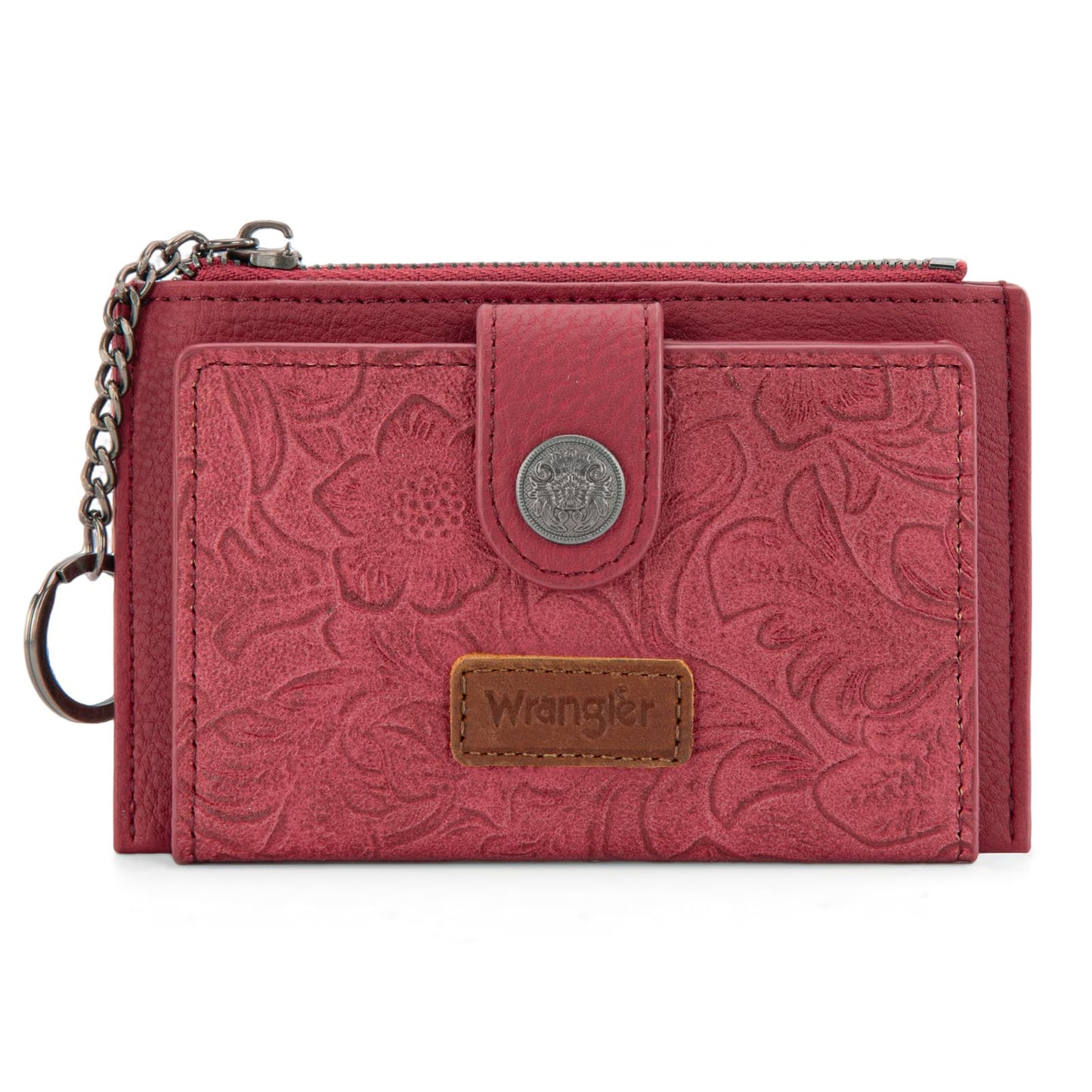Montana West X Wrangler Credit Card Holder Western Floral Wallet for Women Small Keychain Card Wallet with Rfid Lining, Zipper Coin Pocket, Slim and Compact Easy to Carry