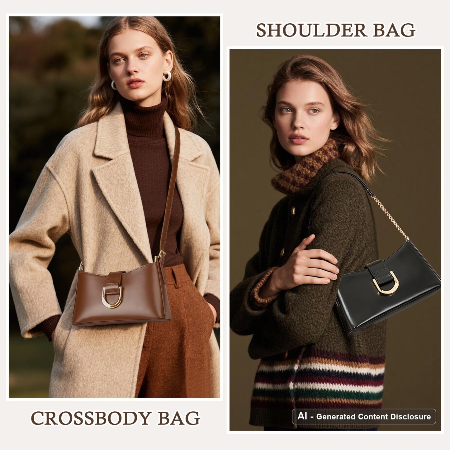 MFFOR Leather Purses for Women, Shoulder Handbags, Small Crossbody Bag