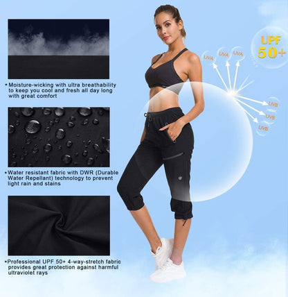 Women's Hiking Capris - Quick Dry Cargo Pants | Water Resistant UPF 50+