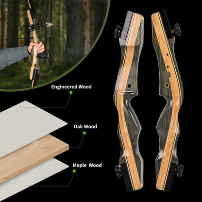 Archery Wooden Bow and Arrow Set - 62'' Right-Handed Takedown Recurve Bow for Adults | 30-50 Lbs Hunting Kit