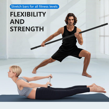Wasoyun Yoga Stick 5ft, Adjustable Stretching Stick with 4 Steel Rods, Non-Slip Handle and Exercise Guide for Stretching and Exercise Physical Therapy, Pilates, Multi-Functional Fitness Stick.