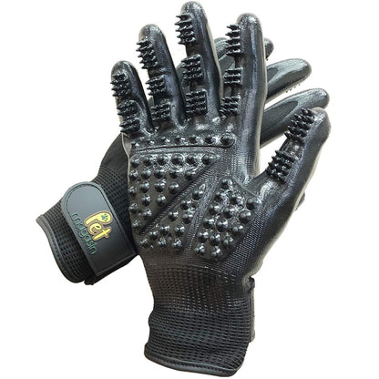 PET MAGASIN Dog Grooming Gloves for Gentle Deshedding and Bathing (Black, Medium)