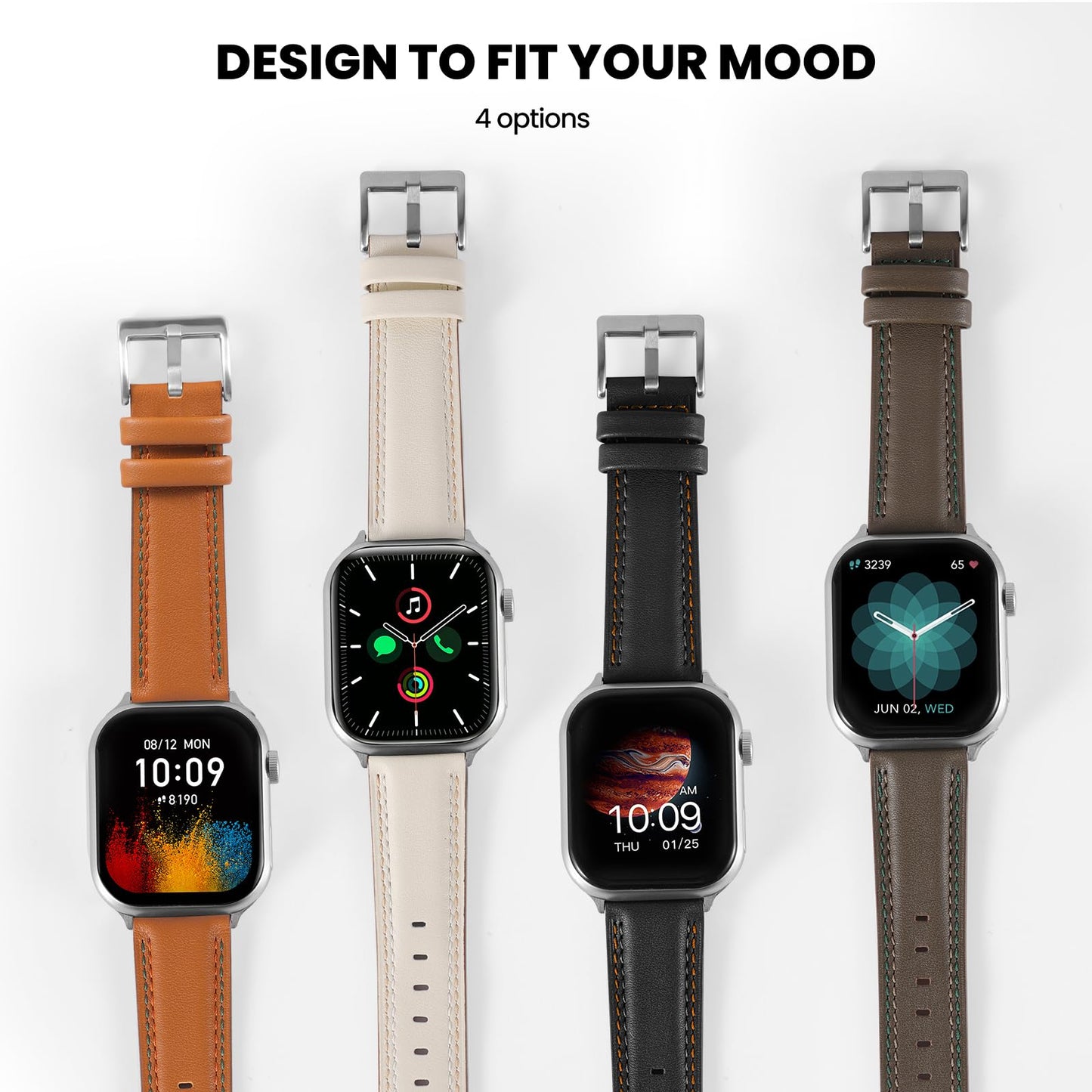 Soft Genuine Leather Band for Apple Watch 49mm 46mm 45mm 44mm 42mm - Women/Men Vintage Retro Replacement Wristband Strap with Metal Buckle for iWatch Ultra 3/2/SE/Series 11/10/9/8/7/6/5/4/3 White