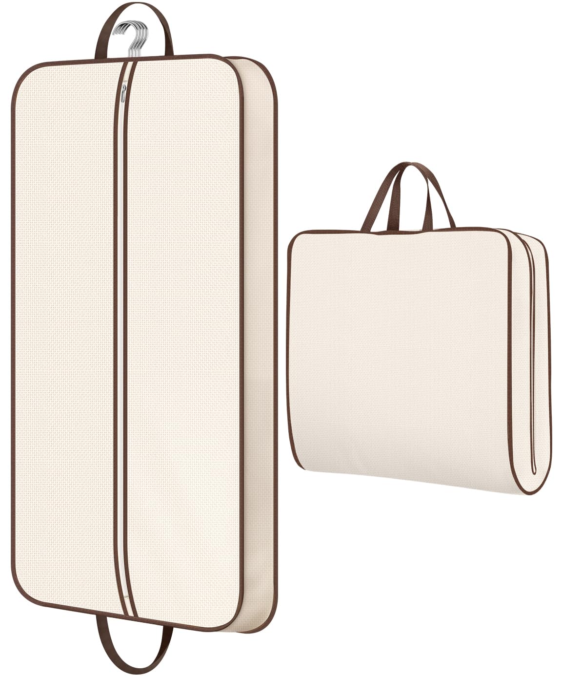 MISSLO 43" Hanging Garment Bags for Travel for Women Heavy Duty Mens Suit Bag Travel Foldable Suit Cover Bags for Closet Storage for Coats, Jackets, Shirts, Clothes, Beige