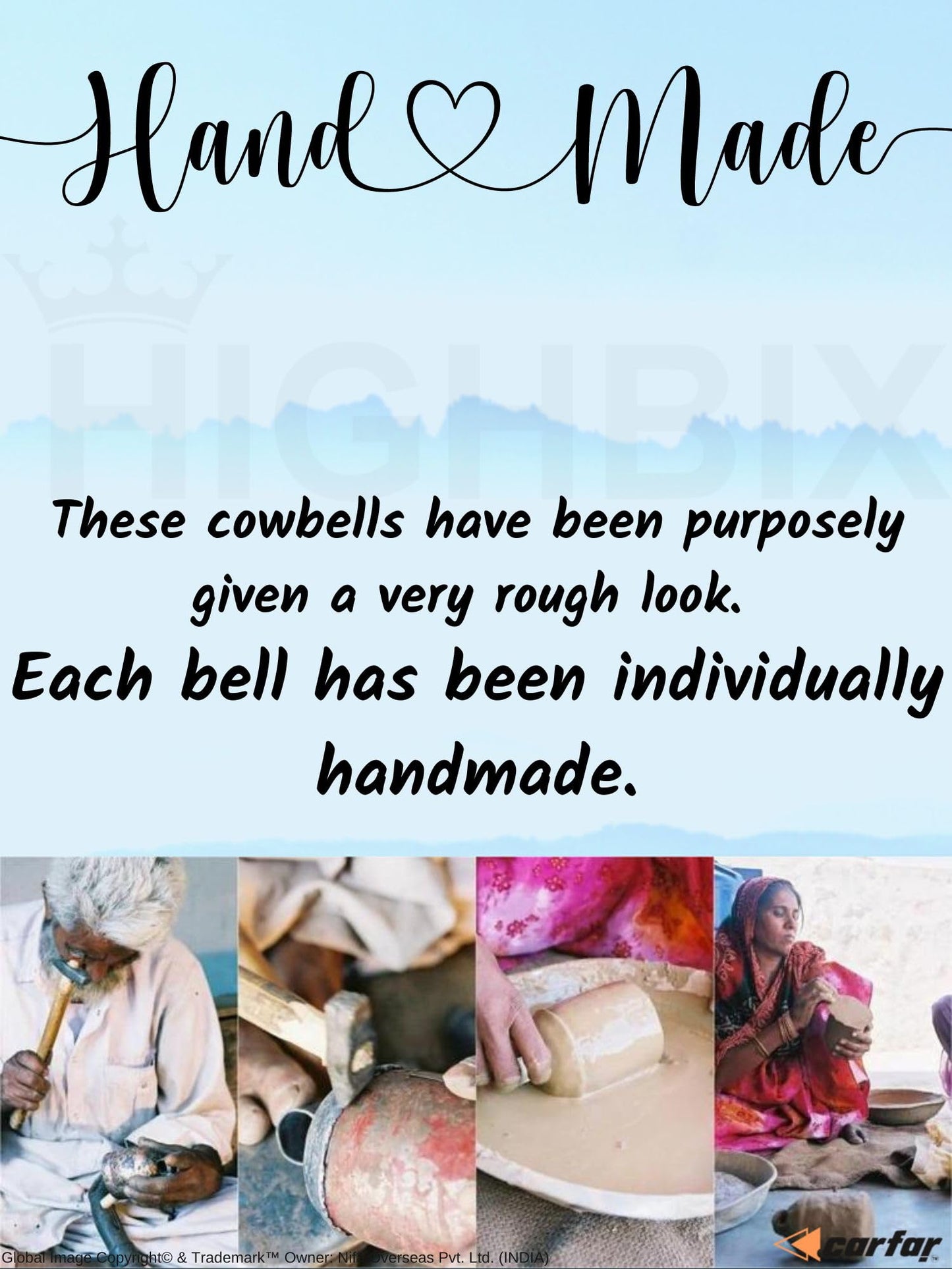 Carfar Shabby Chic Vintage Country Rustic Style Bells Cluster Hanging Handmade Metal Harmony Christmas Hanging Cow Bells on Jute Rope (1, Small Cylinder)