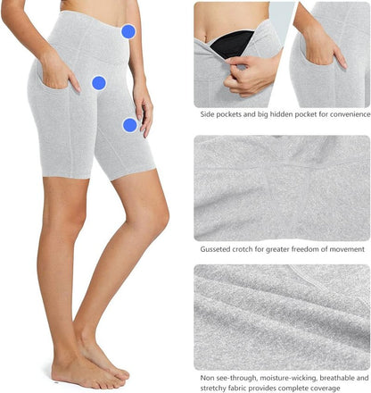 Baleaf Women's High Waist Biker Shorts - 8"/5"/3" Spandex Yoga & Gym Shorts with Pockets