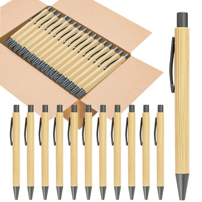 lyforx 100pcs Bamboo Pens Bulk Wooden Bamboo Pens Engraving Wooden Ballpoint Pen Customizable Gift Pen Bulk