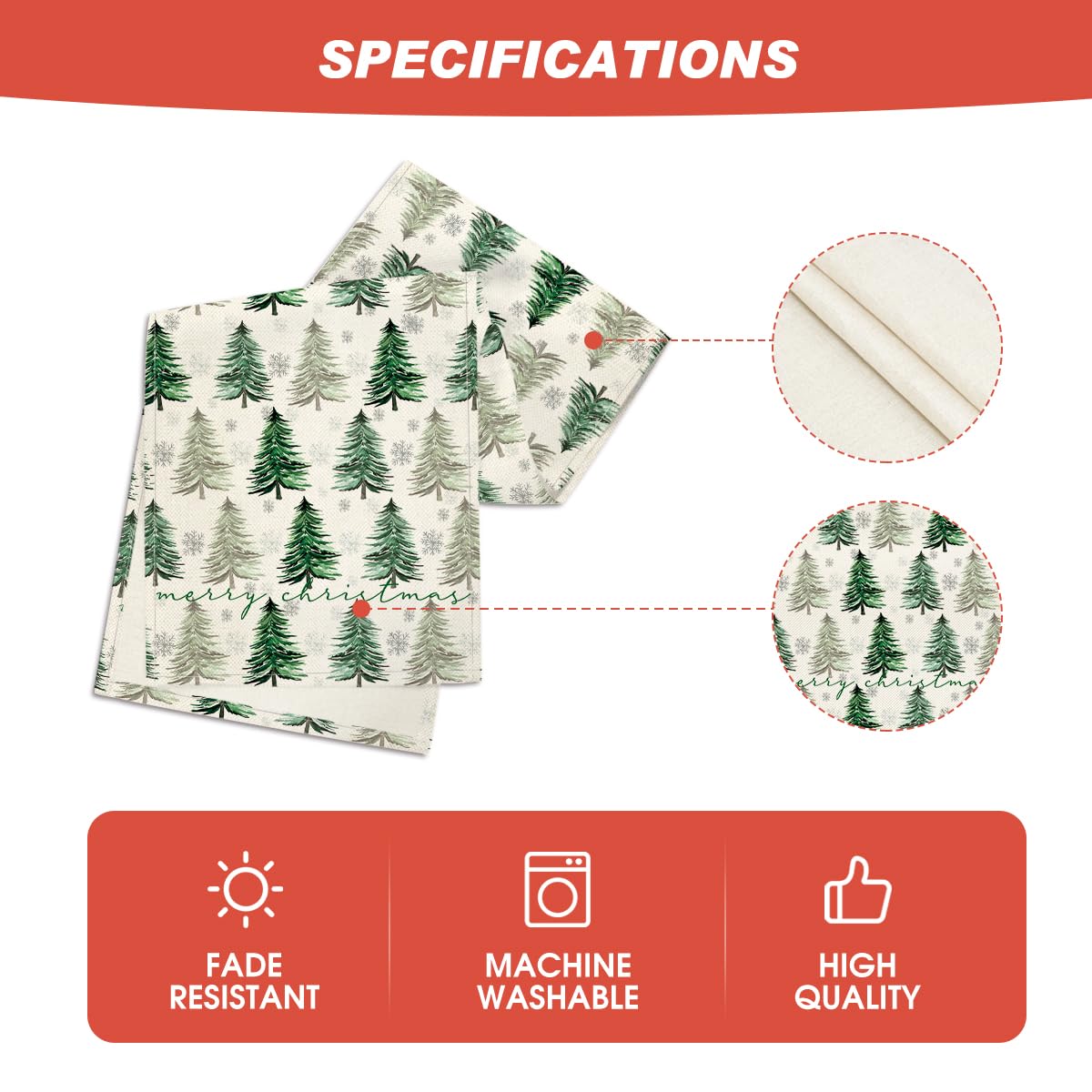 Artoid Mode Xmas Trees Snowflake Christmas Table Runner, Seasonal Winter Green Kitchen Dining Table Decoration for Home Party Decor 13x72 Inch