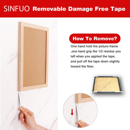 Sinfuo Double Sided Foam Tape Heavy Duty, Removable Damage Free Adhesive Tape, Residue Free Tape Picture Hanging Adhesive Strips Suitable for Indoor and Outdoor Installation Home Office(1.18" x 22Ft)