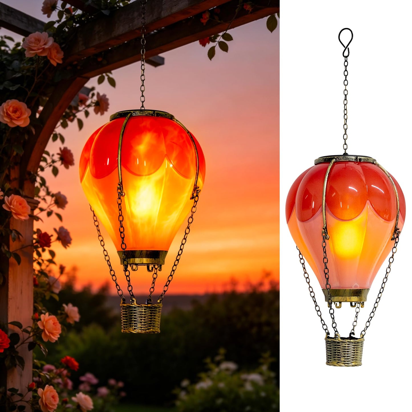 Hot Air Balloon Solar Lantern Outdoor Waterproof, Solar Powered Light for Garden Patio Yard Pathway Porch, Gift for Mom Grandma Women – Pink (1 Pack)