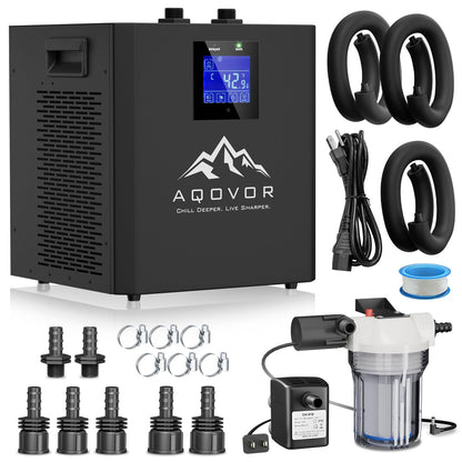 Ice Bath Water Chiller for Cold Plunge Tub, 1/3 Hp Cold Plunge Chiller with External Filter Water Pump & All Hoses, Ideal for Ice Bath Recovery Home Use 110v