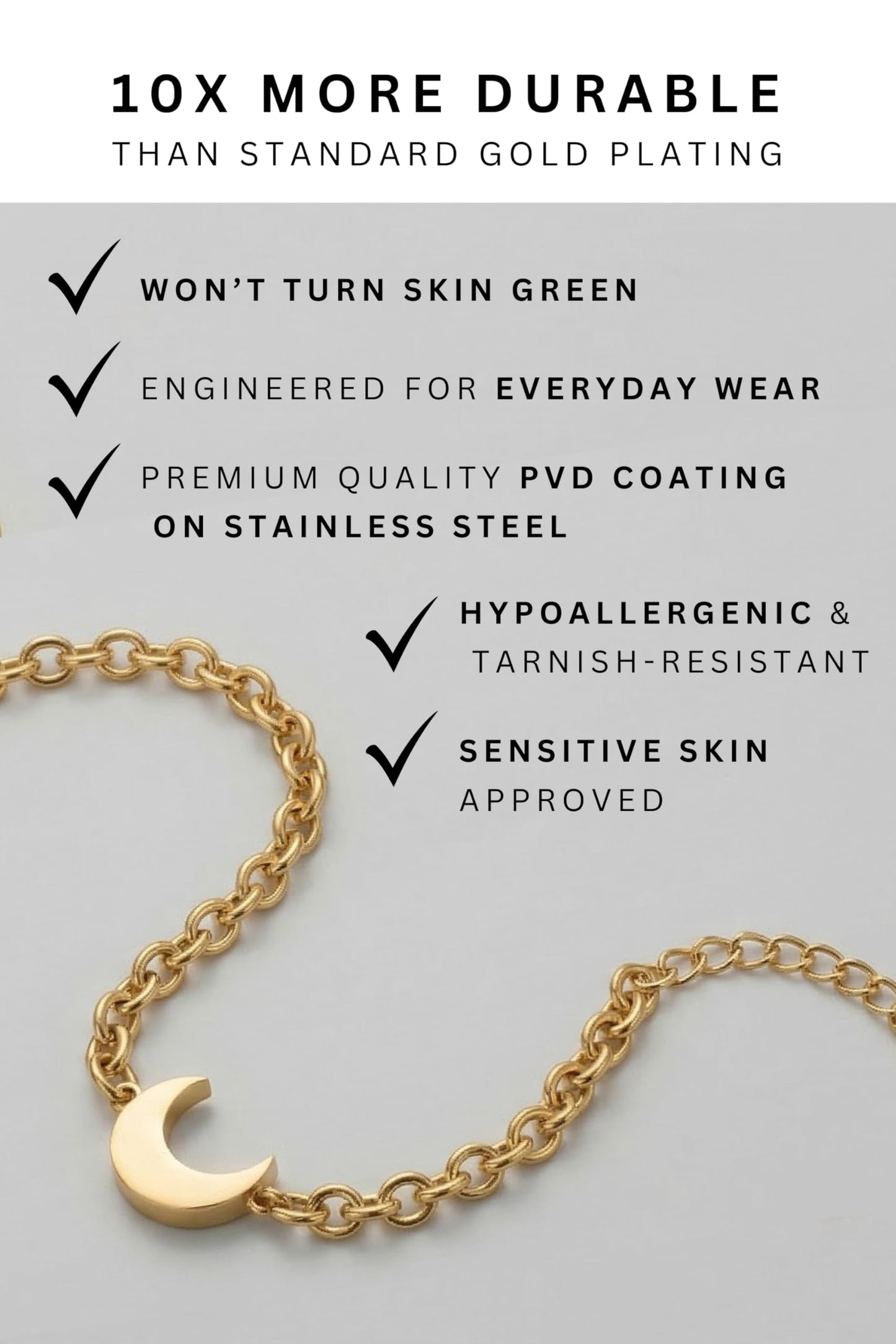 Studio Rockwood Gold Moon Bracelet for Daughter - I Love You Gift Box with Card - Hypoallergenic Stainless Steel - Birthday, Graduation, Valentine's Day, Mother's Day, Minimalist