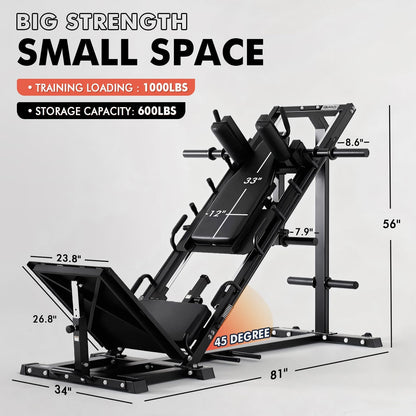 GMWD Leg Press Hack Squat Machine Combo, Professional Adjustable Leg Press Machine for Home Gym with Linear Bearing, Hack Squat Machine with Weight Storage, Leg Machine for Full Lower Body Workout
