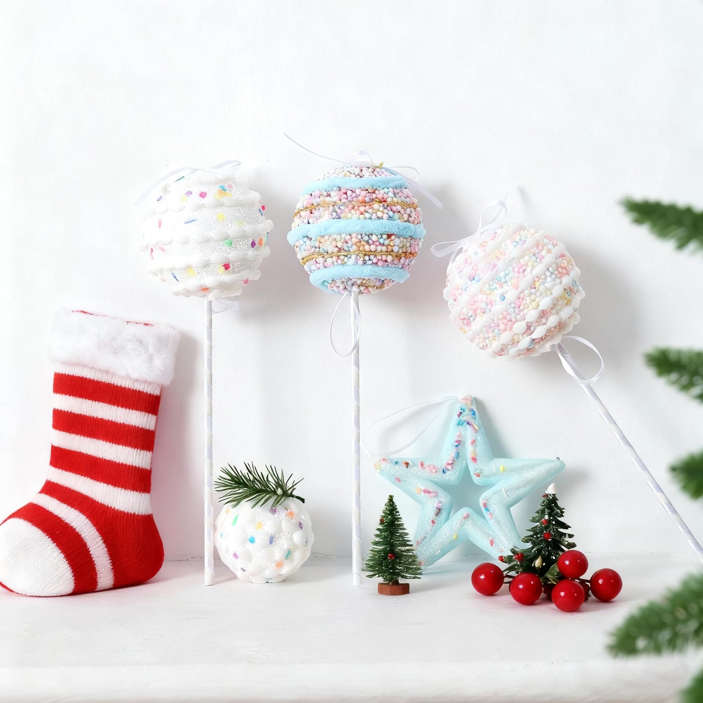 6Pcs 10.6 inch Christmas Lollipop Candy Land Ornaments, Hanging Candy Cane Crafts for Xmas Tree Décor, Ideal for Xmas, New Year, Birthdays, Weddings & Home Parties