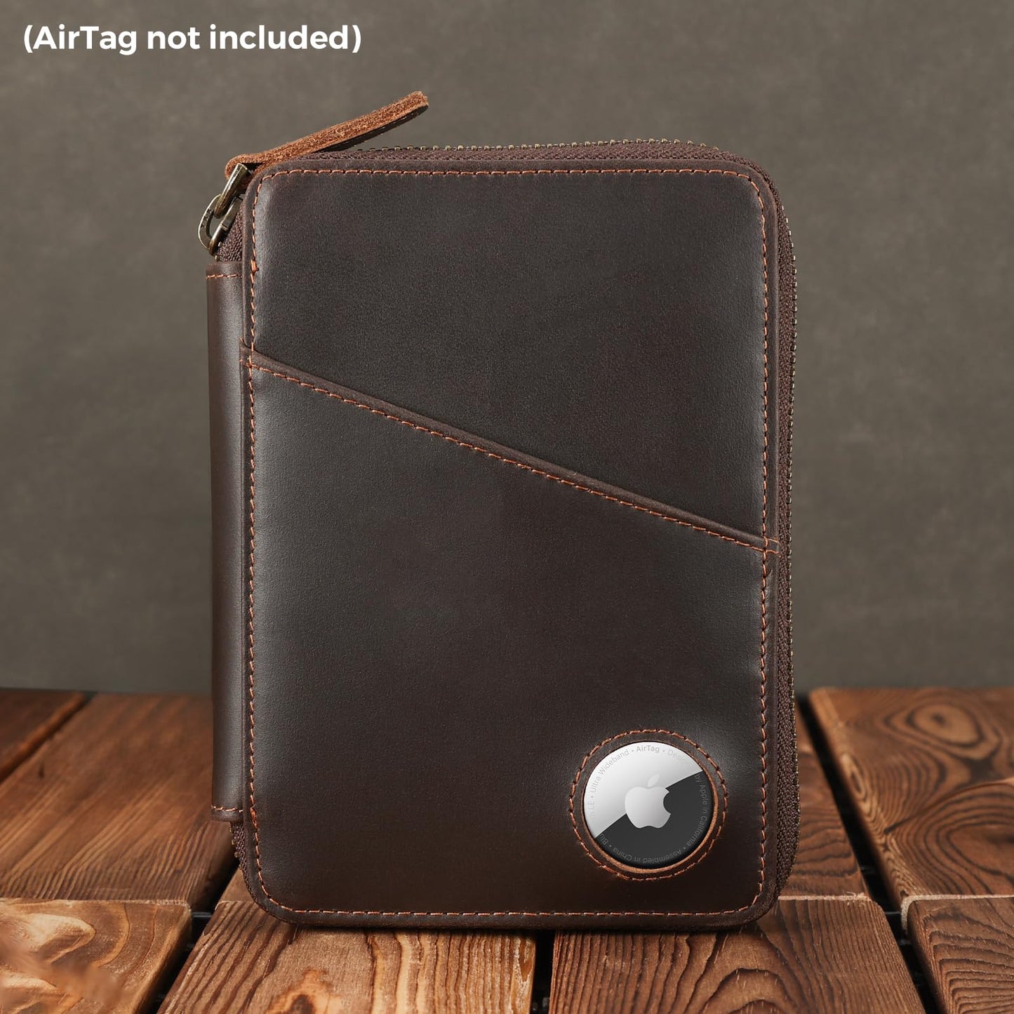 Polare Full Grain Leather Travel Passport Wallet With AirTag Slot RFID Blocking Passport Holder Soft Bifold Cover Case with YKK Zipper