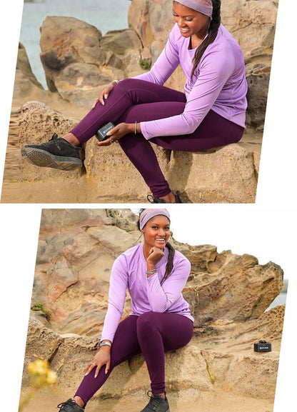baleaf Women's Winter Leggings Fleece Lined Waterproof Thermal Hiking Pants Warm Tights Running Gear Cold Weather Paisley Purple L