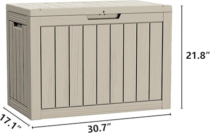 45 Gallon Waterproof Large Resin Deck Box Indoor/Outdoor Lockable Storage Container and Seating for Garden, Pool, and Patio (45 Gallon, Grey)