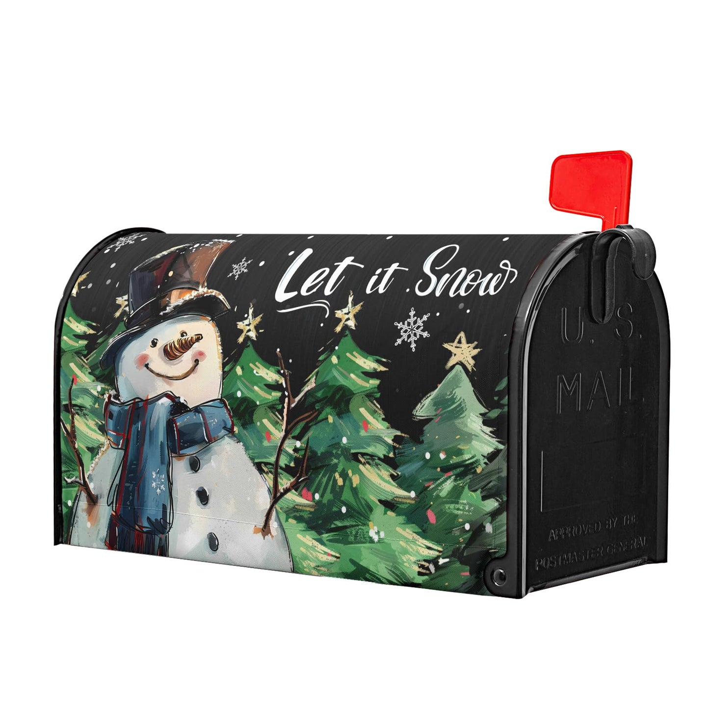 Kawani Winter Snowman Mailbox Covers Magnetic Pine Tree and Snow Outdoor Mailbox Cover Standard Size 18 X 21 Snowflakes Christmas Holiday Mailbox Wrap Post Letter Box Cover Decorative for Home Garden
