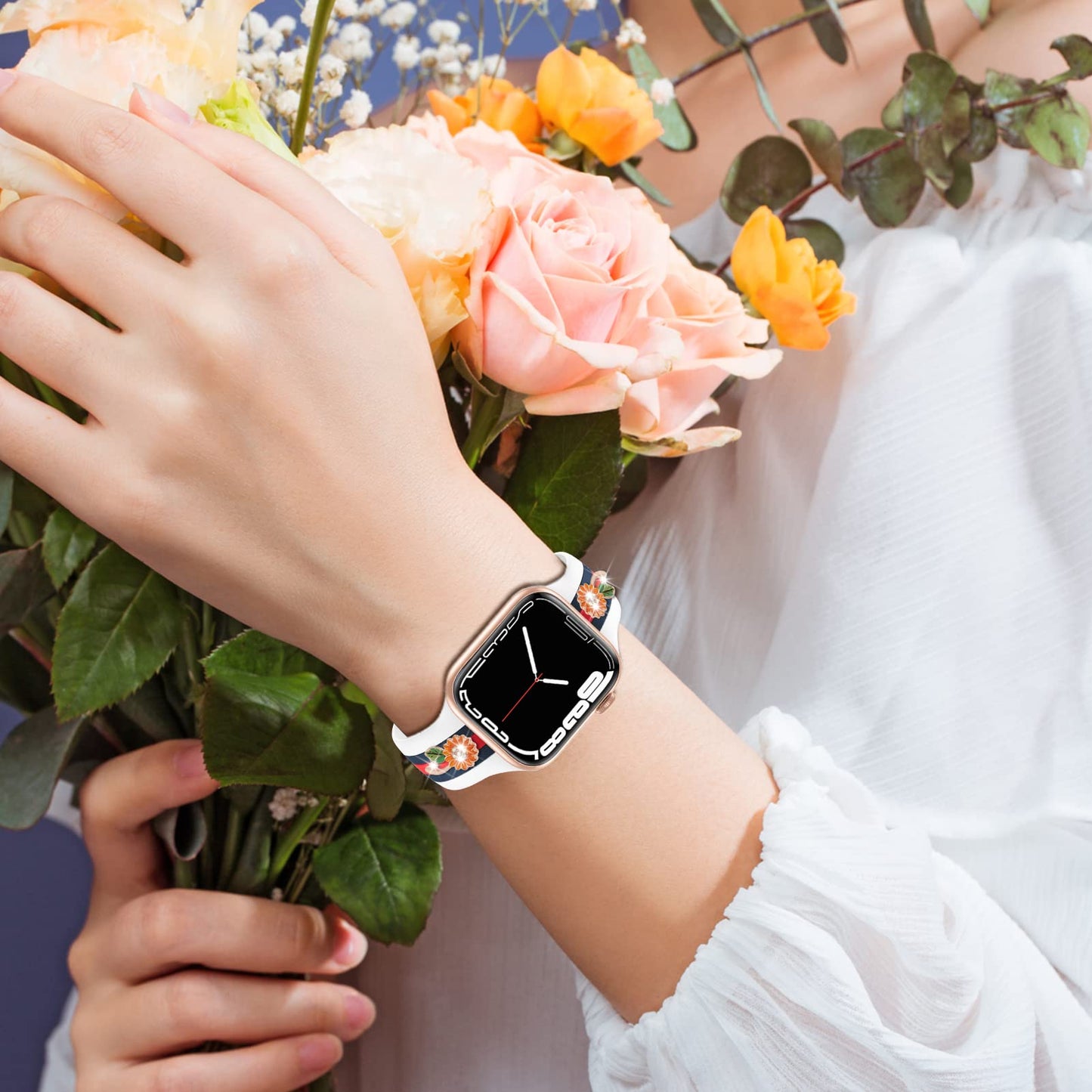 Designer Band with Charms Decor Compatible with Apple Watch Band 38mm 40mm 41mm 42mm 44mm 45mm 46mm 49mm Women Men, Stylish Silicone Sport Wristbands for iWatch Series 11 10 9 8 7 6 5 4 3 2 1 SE/3 Ultra 2/3
