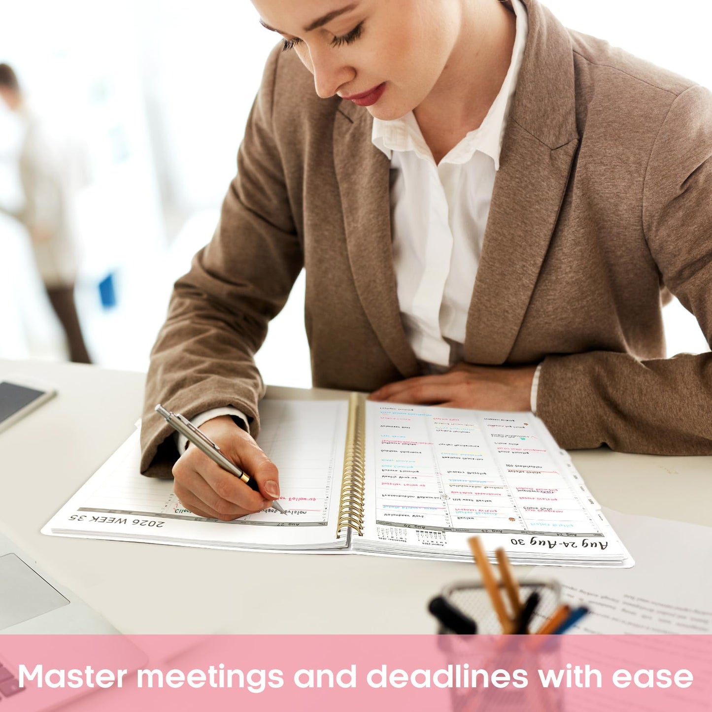 2026 Appointment Book Planner, Quarter-Hourly, Weekly & Monthly Appointment Planner (January 2026 - December 2026), 8.5"x11" Schedule Book with Flexible Cover & Tabs, Perfect for Office School Supplies - Wildflowers