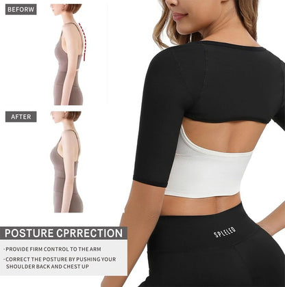 Women's Sauna Arm Slimming Sleeves - Sweat Compression Shaper Bands for Posture Support | Daily Workout Gear