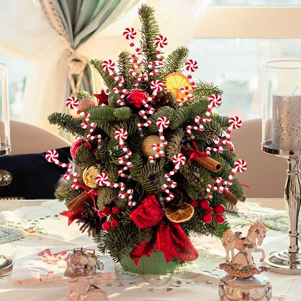 AWHETIE 36 Pcs Candy Cane Christmas Decorations,Red and White Christmas Tree Picks,Candy Cane Ornaments for Christmastree Topper Home Vase Decor Wreath DIY Craft
