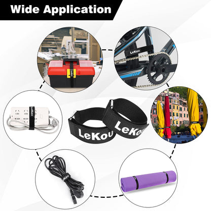 Lekou 35 Pack Cable Straps,8"-12"-18"-24"-30" Reusable Cable Ties, Hook and Loop with Metal Buckle, Fastening Securing for Cord Organizer Wire Management