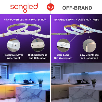 Sengled Smart LED Strip Lights 32.8ft WiFi LED Lights Compatible with Alexa and Google Home 16 Million Colors RGB Music Sync Adjustable Length 25,000 Hours Life Multi Mode Support for Game Movie