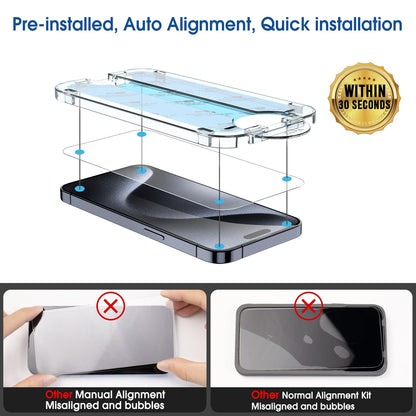 amFilm Easiest Installation OneTouch for iPhone 14 Pro [6.1 Inch] Screen Protector Tempered Glass, Auto-Alignment Tech, Bubble Free and Full Coverage Case Friendly, Anti-Scratch 2 Pack