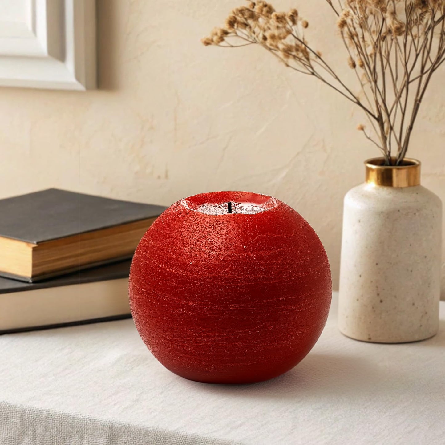 FUWDEO Flameless Candles with Remote & Timer,4" H LED Battery Operated Round Candle 2 Pack,Real Wax Christmas Candle Lights Flickering for Christmas Gift Wedding Home Decor (Red)