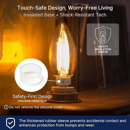 FLSNT 40W Equivalent LED Candelabra Bulbs, Dimmable LED Chandelier Bulbs, E12 Base, 450LM, 82 High CRI, 6 Pack, 2700K Soft White UL,CA65 Listed.